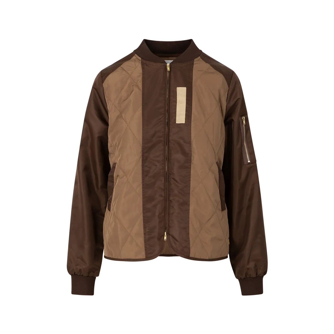 Bomber jakki með bútasaumsmynstri - Bark brown