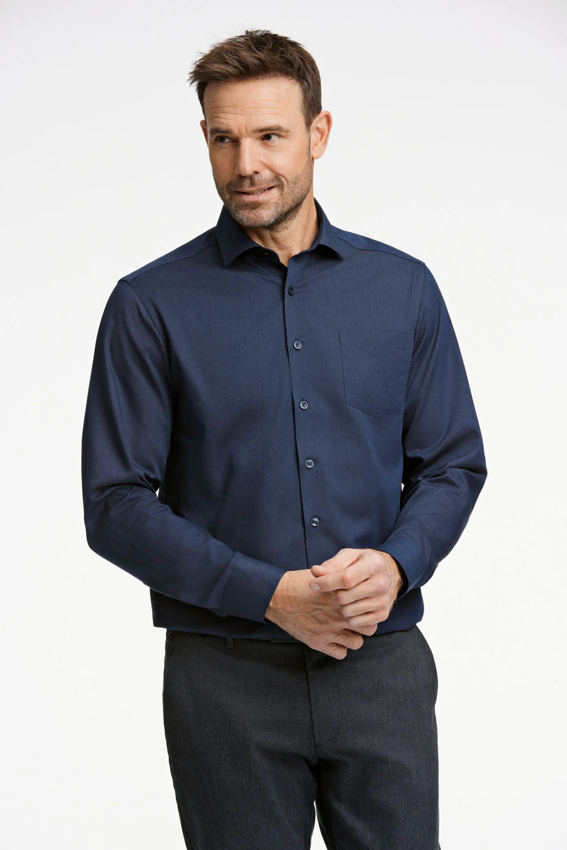 Structure shirt L/S-NAVY