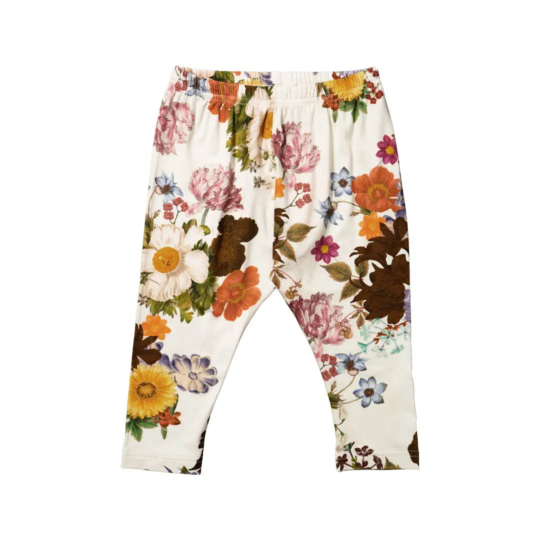 Leggings No. 803-Ecru/Brown floral