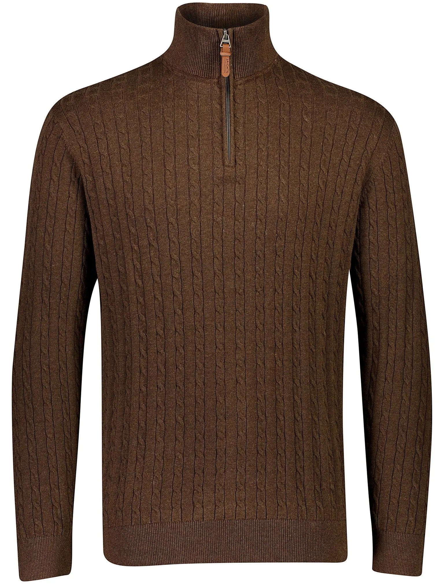 JACK'S - 1/2 zip cable knit (Brown mel)
