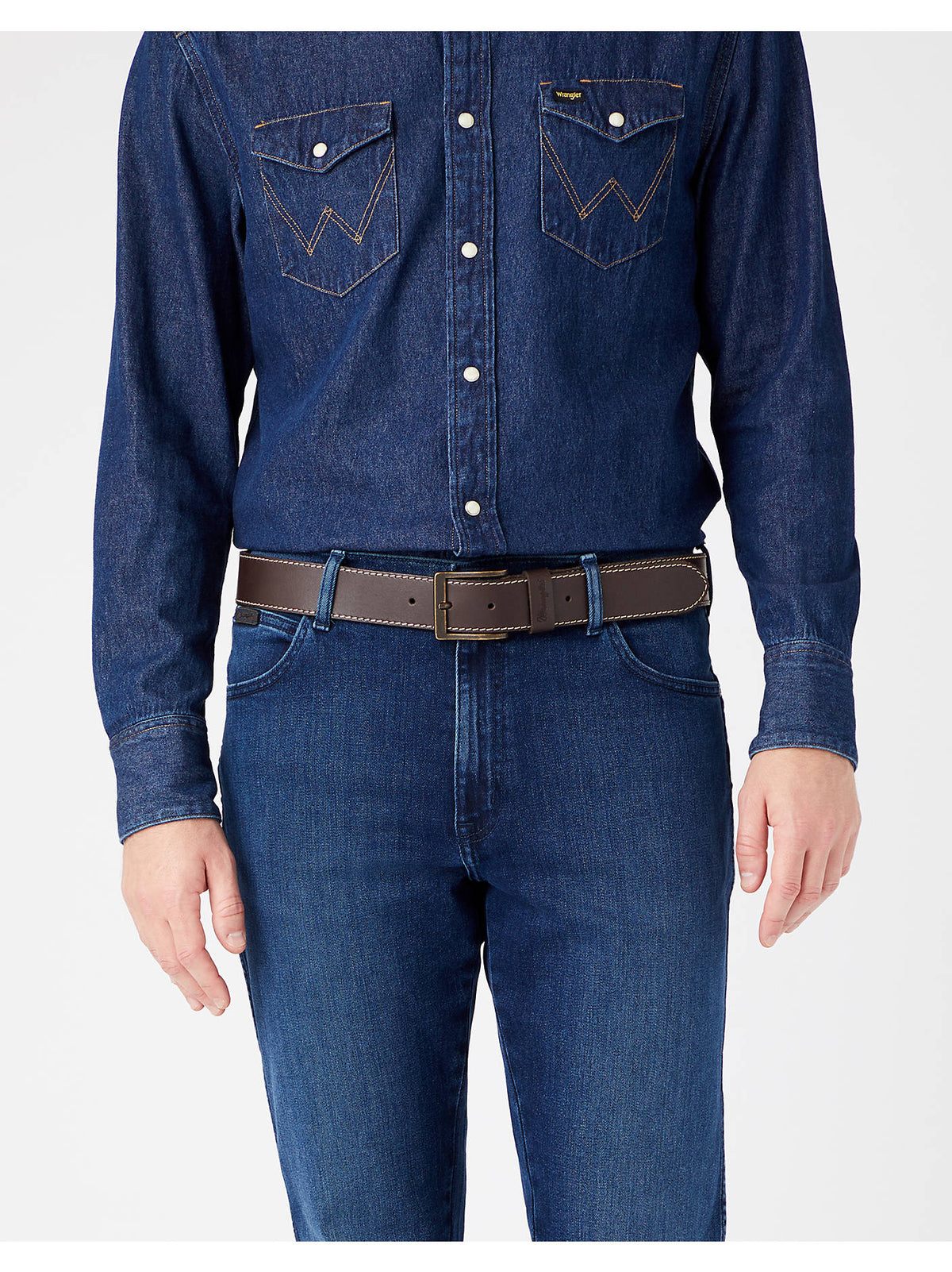 Wrangler Belti Stiched, Brúnn