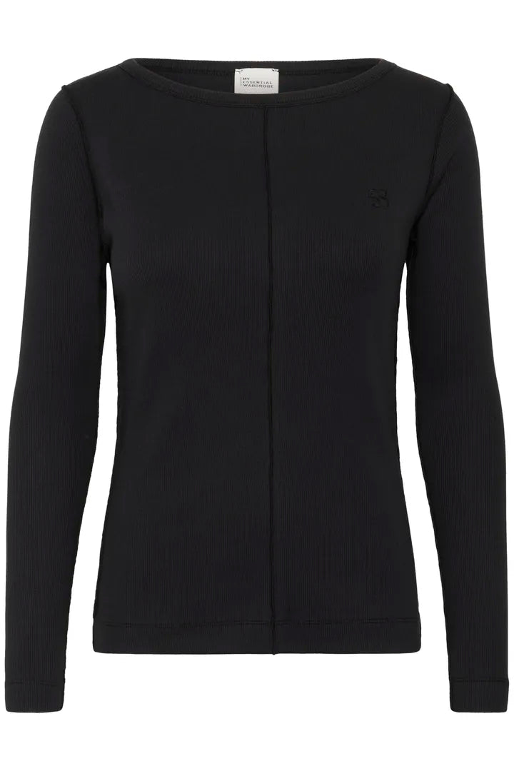 MandyMW Boatneck LS Blouse-Black