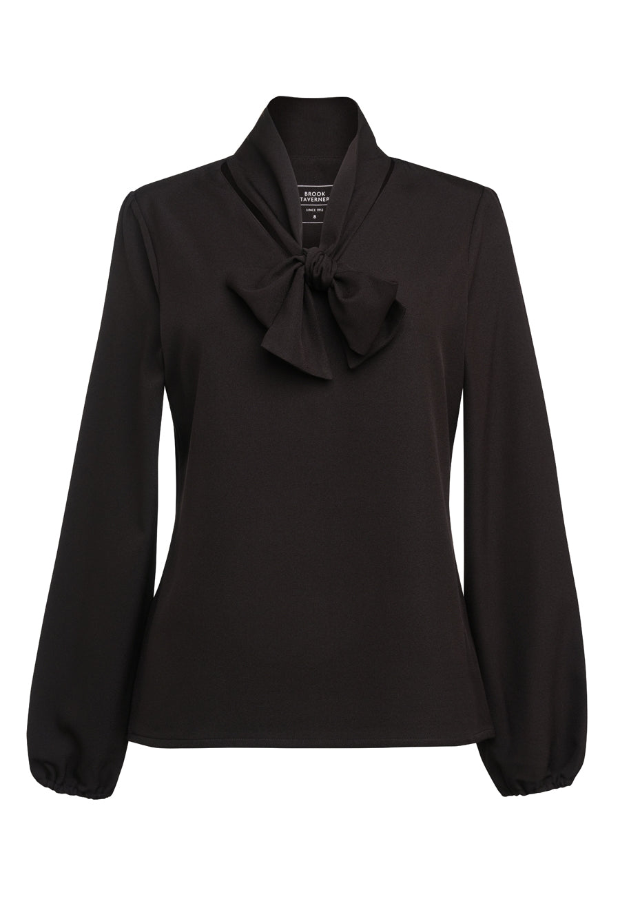 Brook Taverner Blússa Andria Tie Neck, Svartur