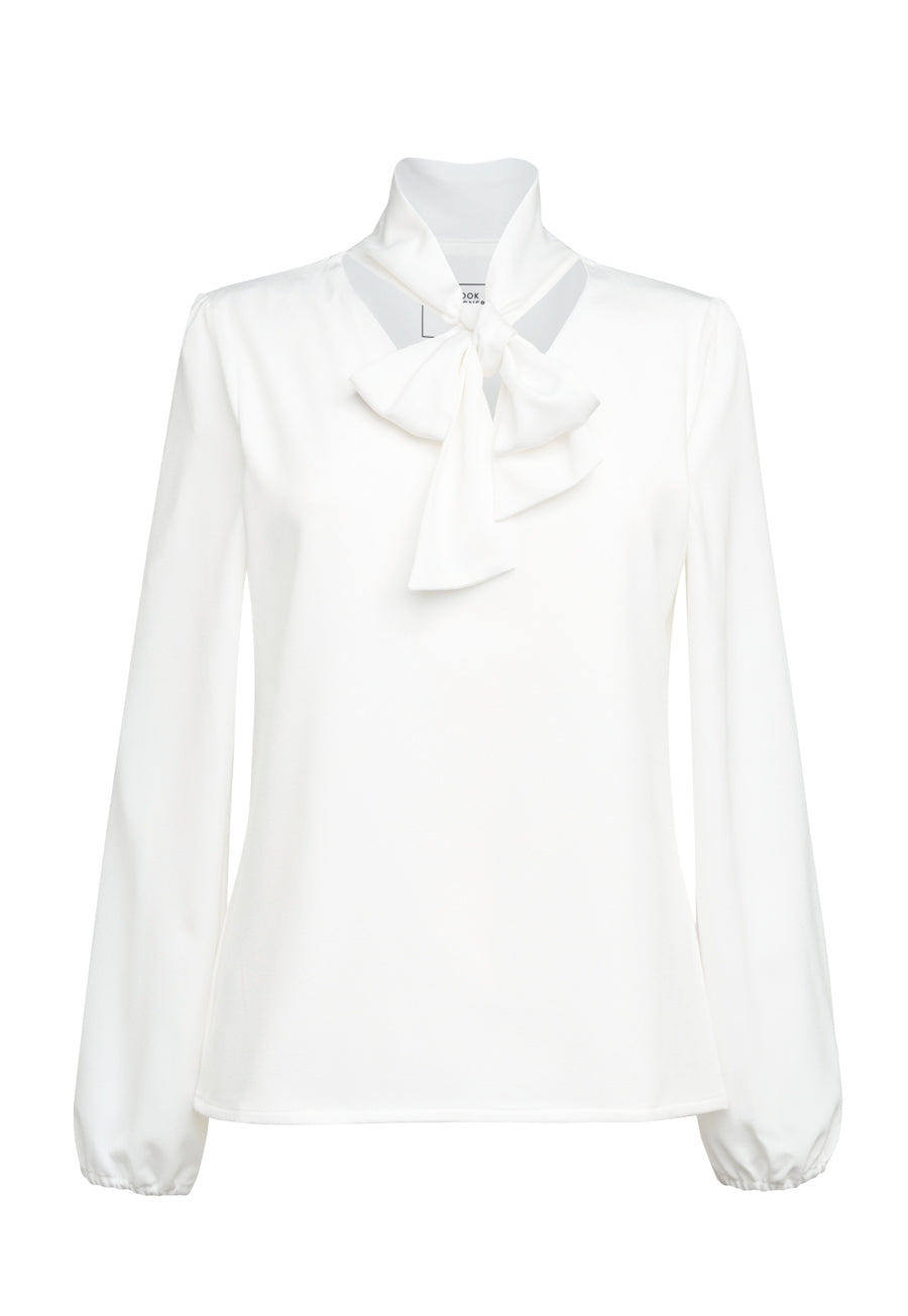 Brook Taverner Blússa Andria Tie Neck, Hvítur