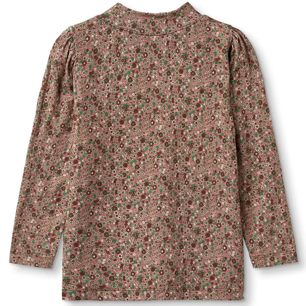 KELLY LS PUFF BLOUSE-ROSE AMAZONE CARAFE AOP.
