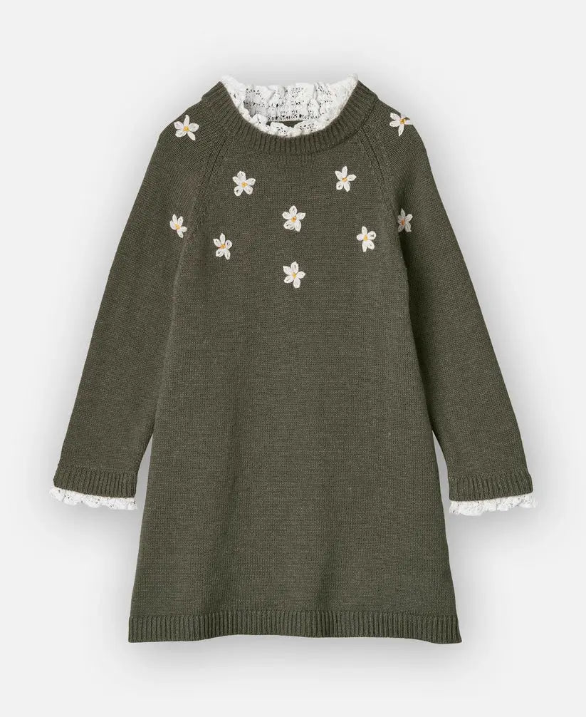 DAISY HAND EMBROIDERED DRESS-BEETLE