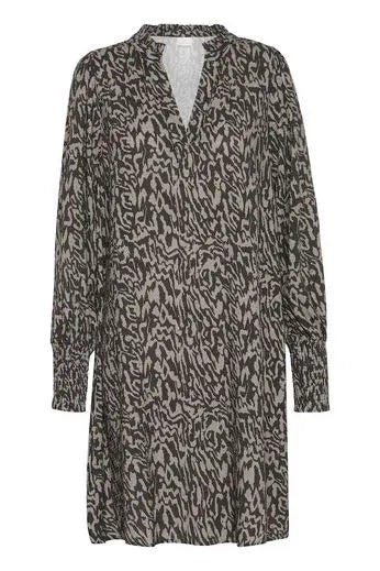 KAmathilde Dress (Black/Elephant Graphic lines)