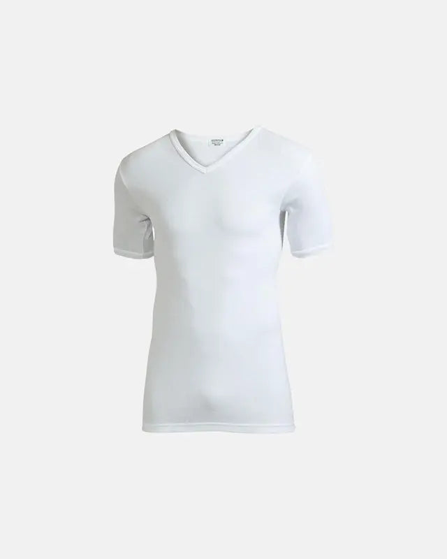 V-hals 100% bómull (White)