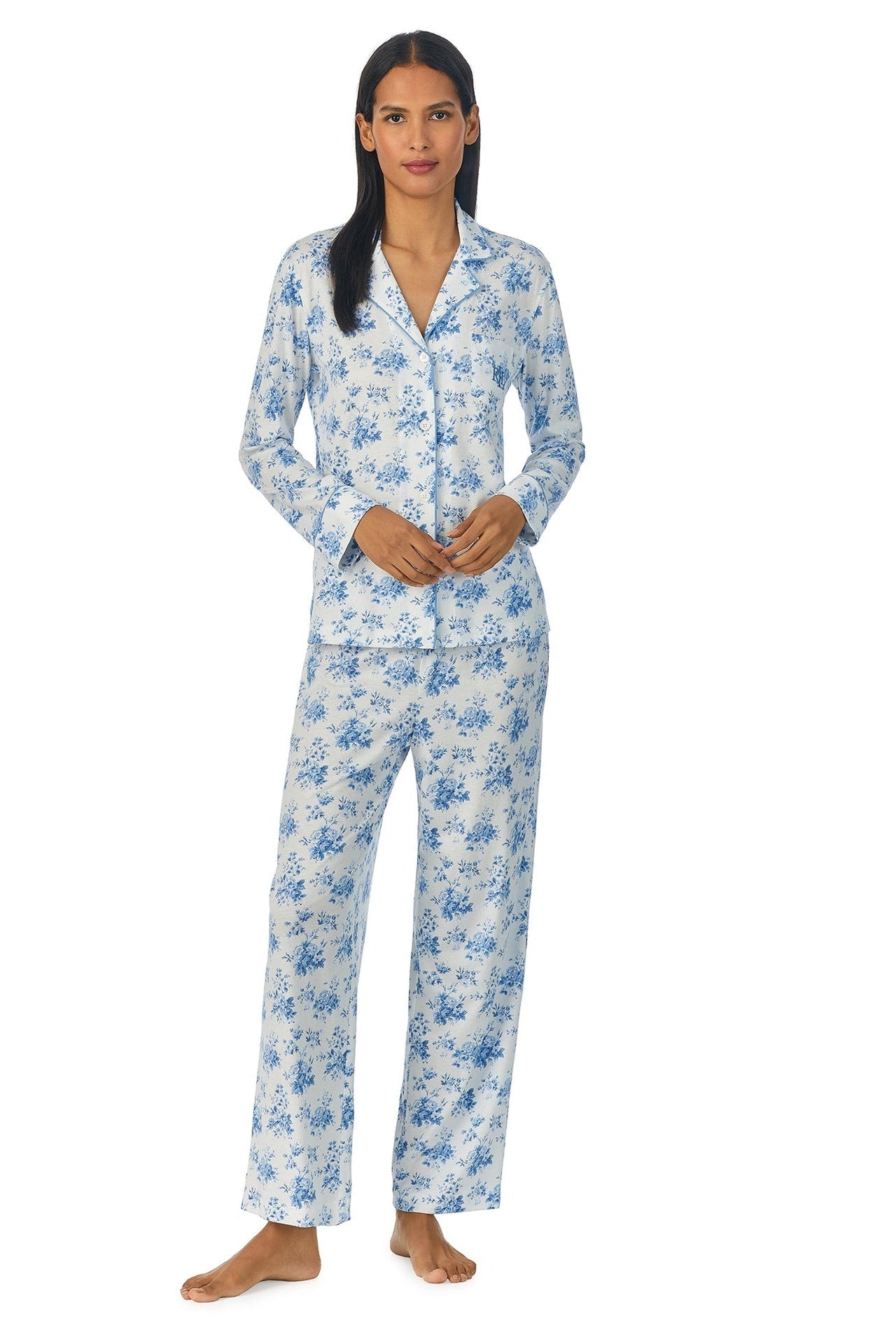 LRL Náttföt Hvít/Blá Floral