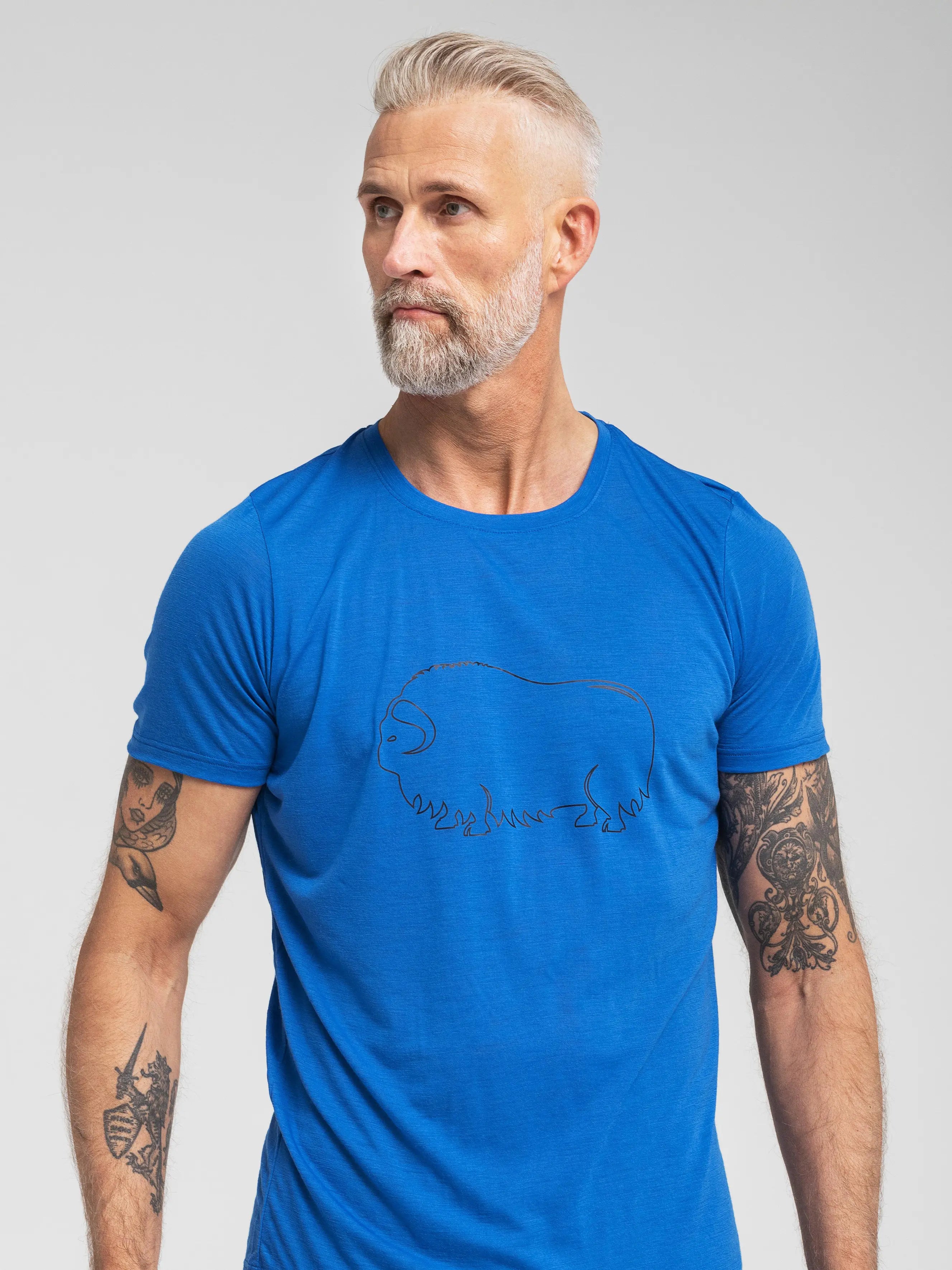 DOVRE Mens Wool Light T-Shirt (Blue)