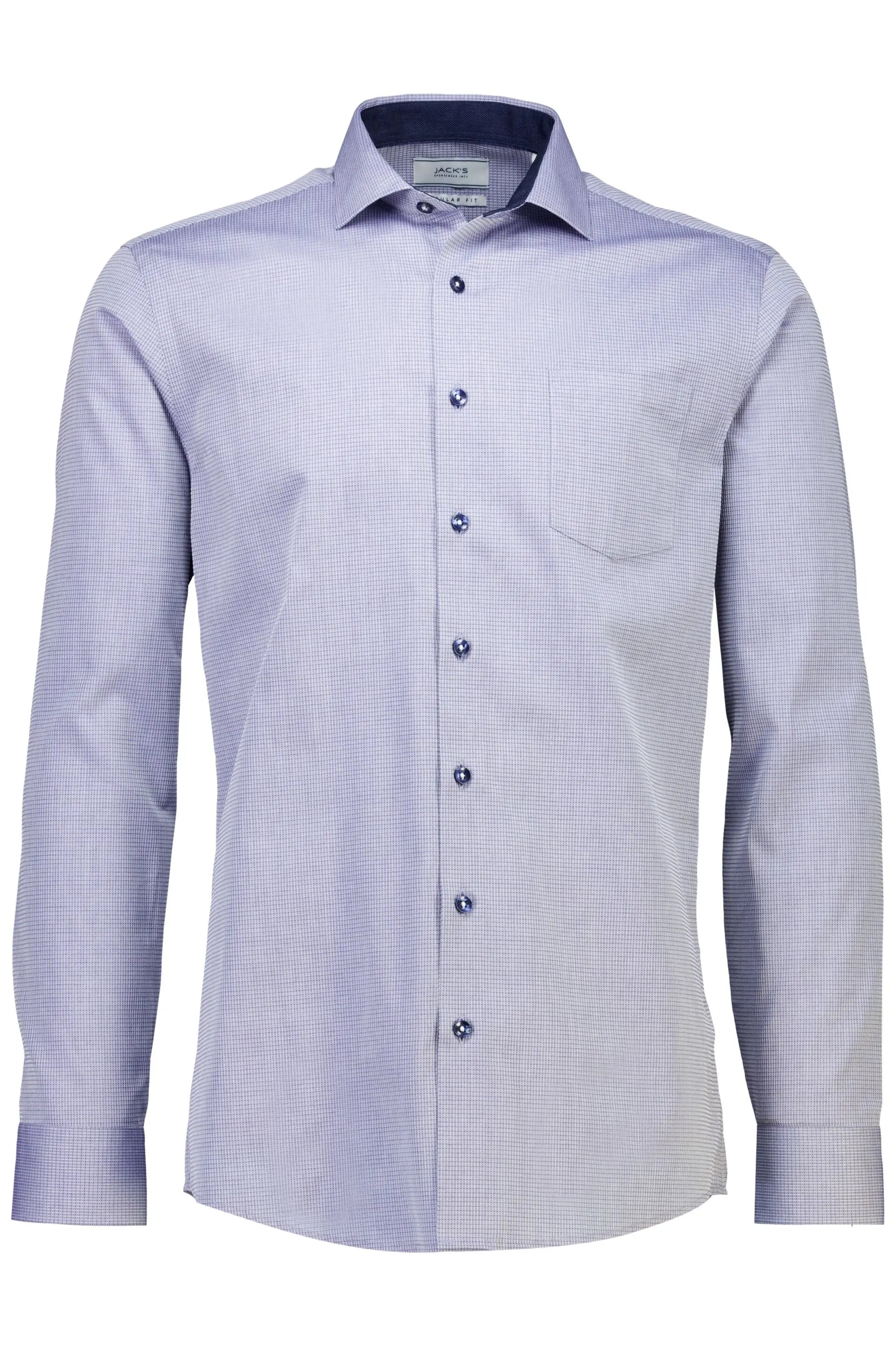 Micro pattern shirt L/S-BLUE