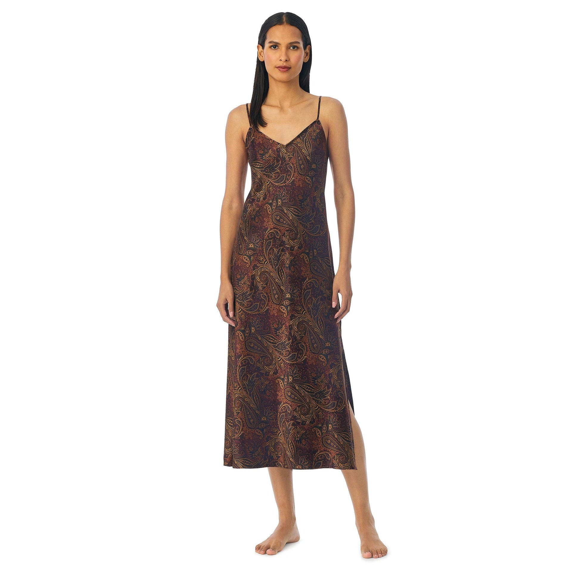 LRL Náttkjóll Burgundy Print