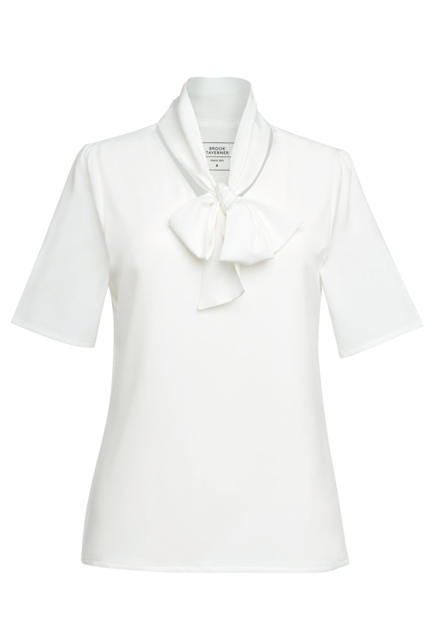 Brook Taverner Blússa Flavia Tie Neck, Hvítur
