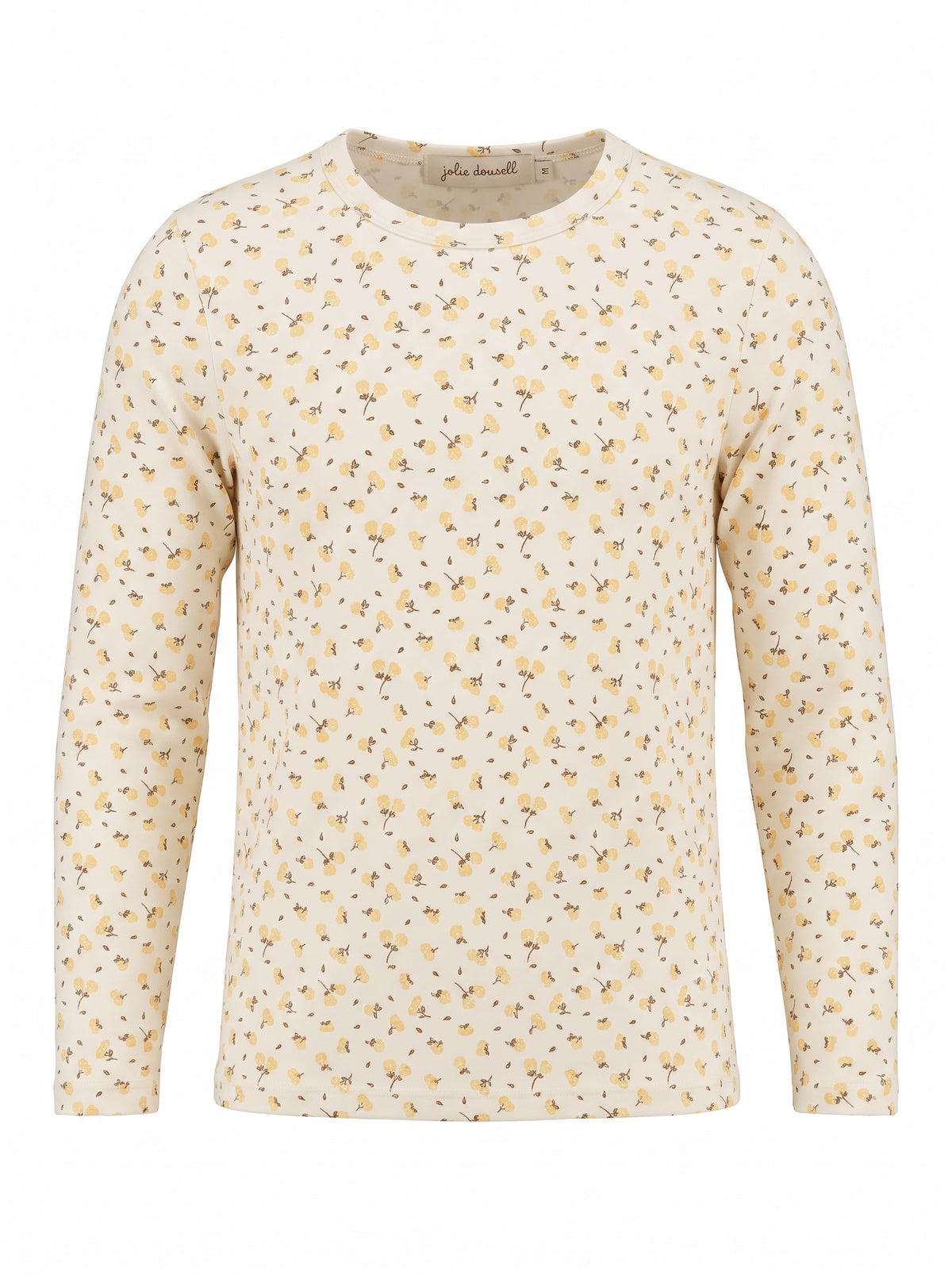 Children's long-sleeve cotton jersey garment with an all-over print and crew neckline.