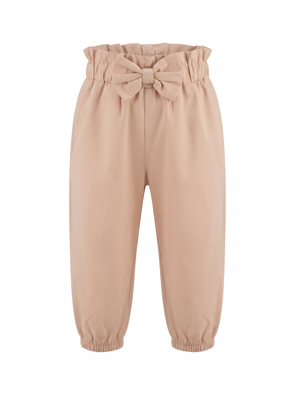 Children's lightweight cotton balloon trousers with bow waist and elastic hems
