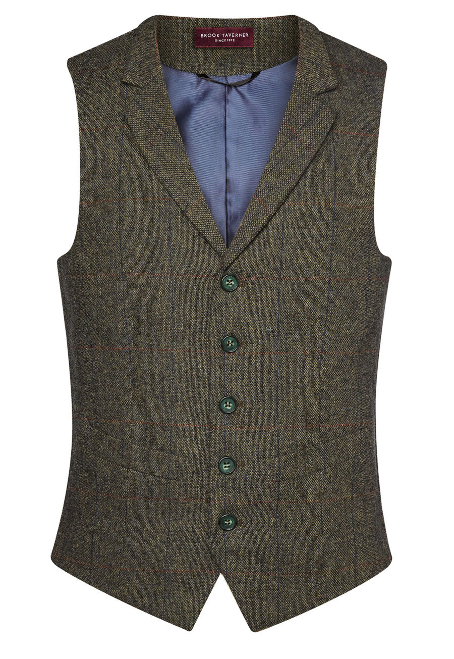 Brook Taverner Herravesti Memphis Tweed, Green/Blue